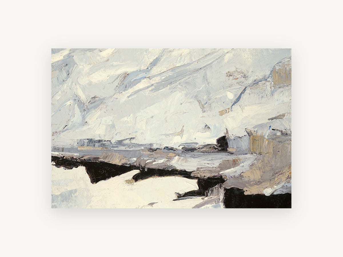 Snowfield Ridgeline, snowy mountain abstract landscape painting, landscape canvas wall art print, front view