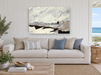 Snowfield Ridgeline landscape canvas print on the wall of a beach house living room