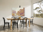 Lavender Ridge Clearing landscape canvas print on the wall of a dining room