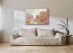 Lavender Ridge Clearing landscape canvas print on the wall of a living room