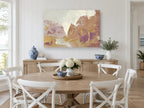 Lavender Ridge Clearing landscape canvas print on the wall of a Hamptons dining room
