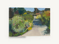 Sunlit Garden Walkway, summer garden path landscape painting, landscape canvas wall art print ready to hang