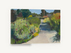 Sunlit Garden Walkway, summer garden path landscape painting, landscape canvas wall art print ready to hang