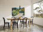 Sunlit Garden Walkway landscape canvas print on the wall of a dining room