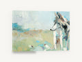 Wolf in Pale Meadow, abstract wolf meadow painting, animal canvas wall art print ready to hang