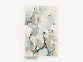 Pale Leaves in Wind, abstract pale blue leaves branch painting, floral canvas wall art print ready to hang