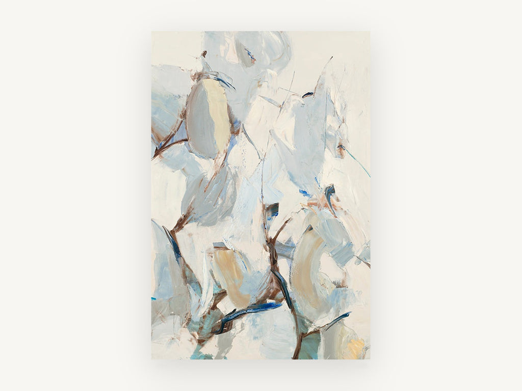 Pale Leaves in Wind, floral canvas wall art print, front view