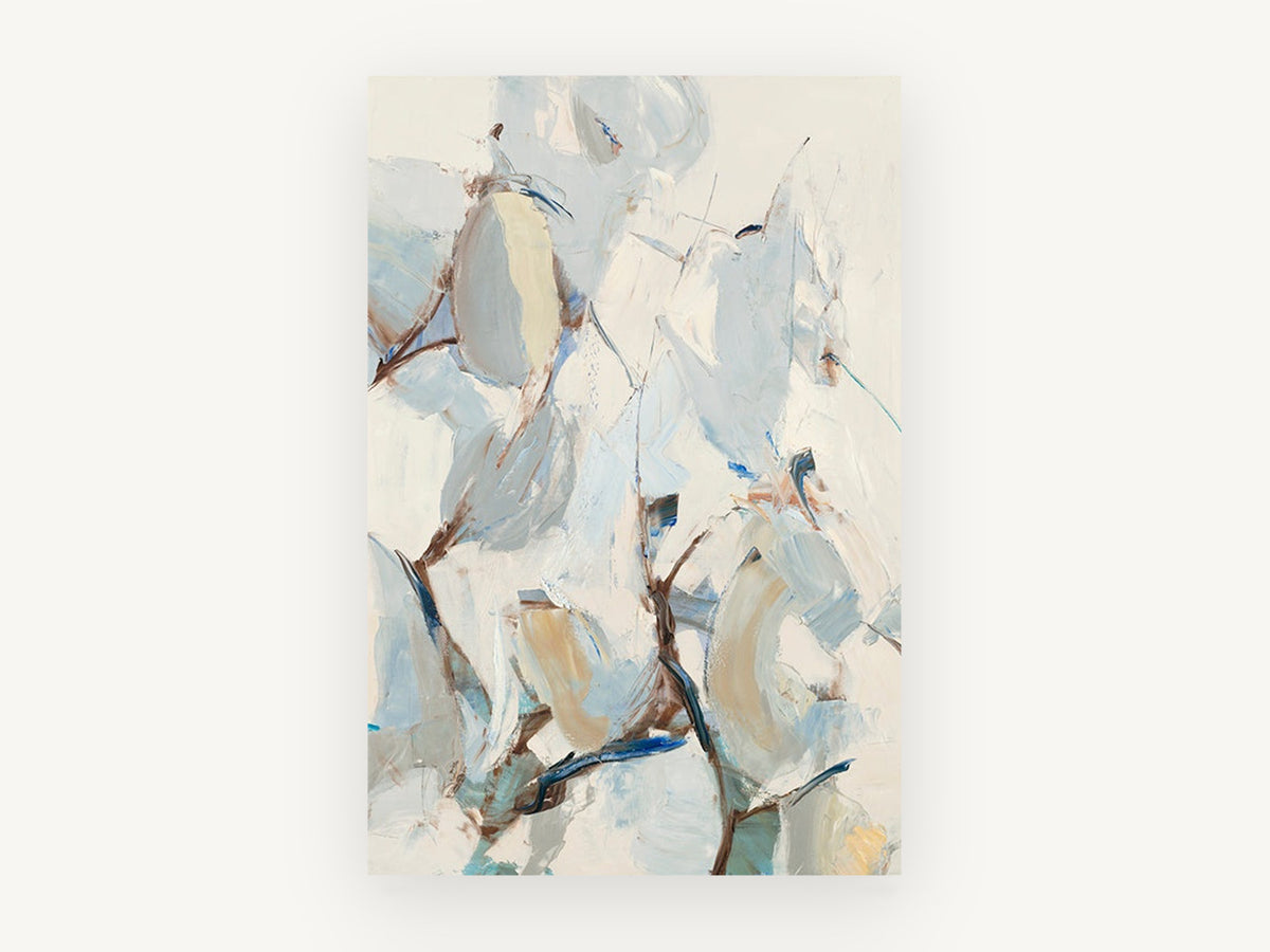 Pale Leaves in Wind, floral canvas wall art print, front view