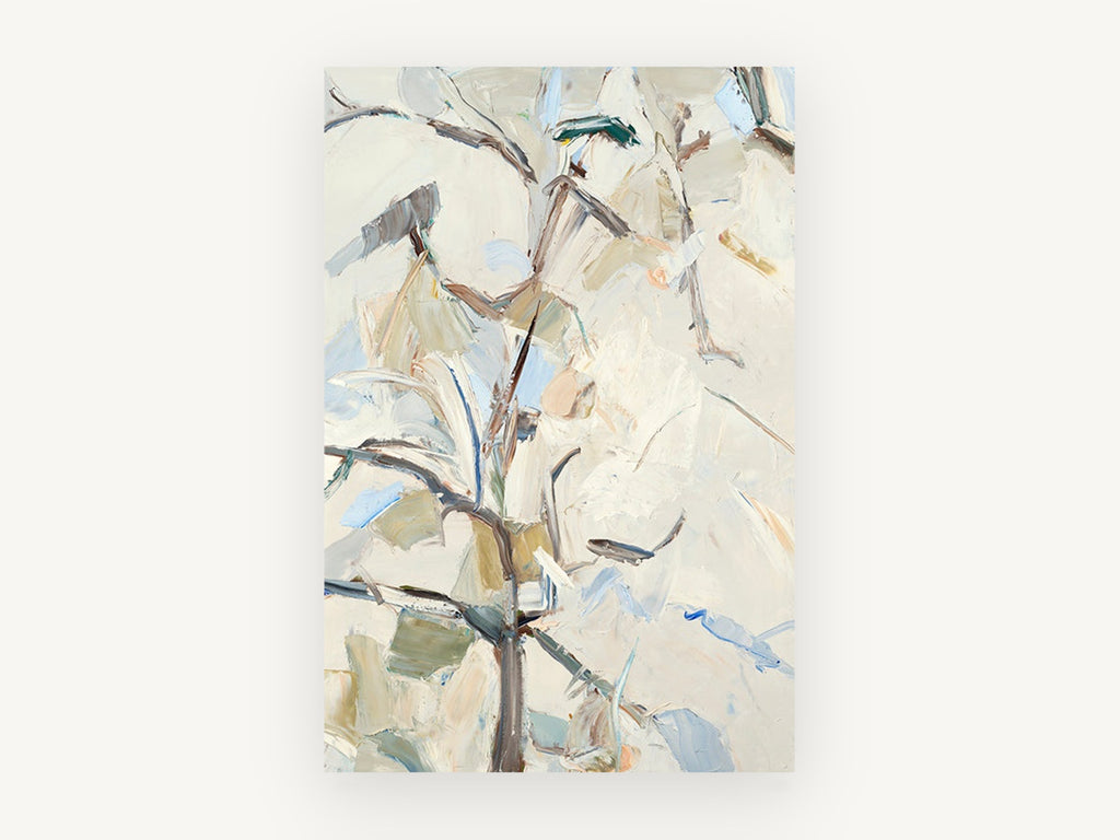 Pale Pear Branches, floral canvas wall art print, front view