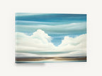 Cumulus Over Still Water, blue cloudscape over calm water, coastal canvas wall art print ready to hang