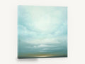 Pale Horizon Sky, soft teal cloudscape over horizon, landscape canvas wall art print ready to hang