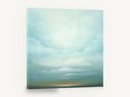 Pale Horizon Sky, soft teal cloudscape over horizon, landscape canvas wall art print ready to hang
