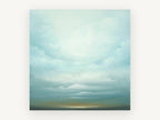 Pale Horizon Sky, soft teal cloudscape over horizon, landscape canvas wall art print, front view