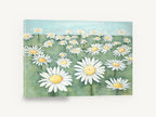 Daisy Meadow Hill, white daisy meadow floral painting, floral canvas wall art print ready to hang