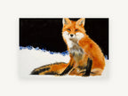 Fox in the Snow, red fox watercolour portrait, animal canvas wall art print, front view