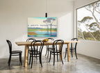 Lavender Grove Reflections landscape canvas print on the wall of a dining room