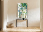 Soft Eucalypt Canopy landscape canvas print on the wall of a hallway