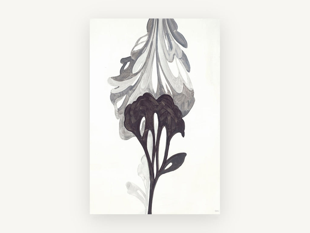 Inked Bloom Study, floral canvas wall art print, front view
