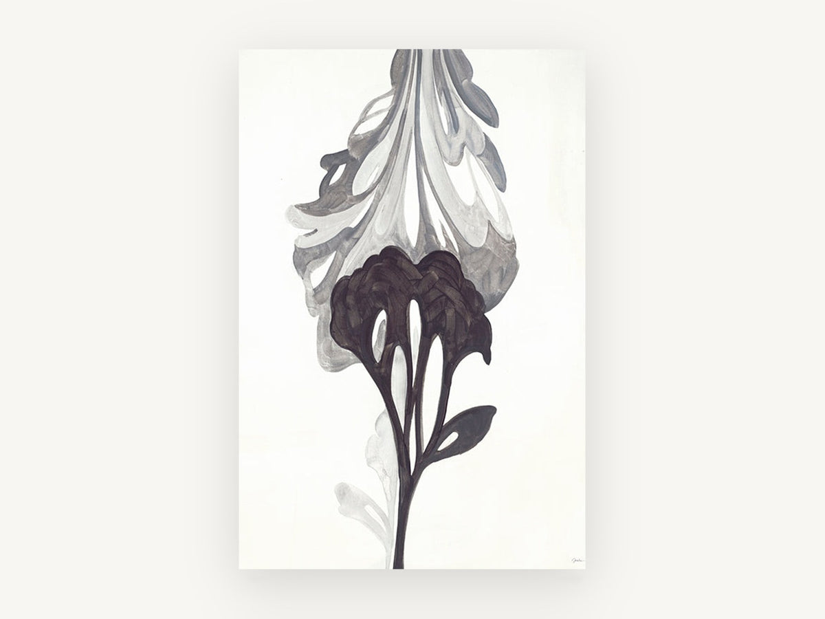 Inked Bloom Study, floral canvas wall art print, front view