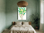 Leafy Green Saplings floral canvas print on the wall of a bedroom
