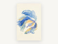 Blue Betta Swirl, coastal canvas wall art print, front view