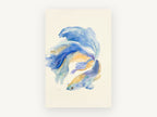 Blue Betta Swirl, coastal canvas wall art print, front view