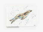 Gliding Seal Splash, swimming seal watercolour, coastal canvas wall art print ready to hang