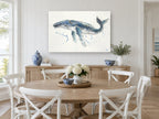 Humpback Drifting Free coastal canvas print on the wall of a Hamptons dining room