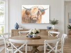 Fringe Over One Eye animal canvas print on the wall of a Hamptons dining room