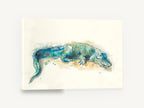 Resting Teal Alligator, alligator watercolour reptile portrait, animal canvas wall art print ready to hang