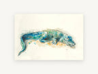 Resting Teal Alligator, alligator watercolour reptile portrait, animal canvas wall art print, front view