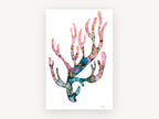 Blushing Coral Branch, coastal canvas wall art print, front view