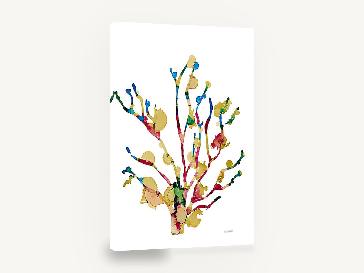 Ink Coral Branches, colourful sea coral ink artwork, coastal canvas wall art print ready to hang