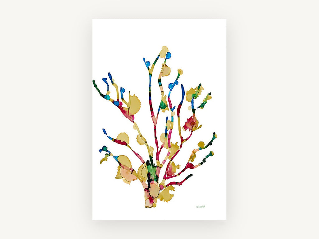 Ink Coral Branches, coastal canvas wall art print, front view