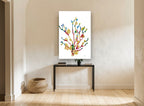 Ink Coral Branches coastal canvas print on the wall of a hallway