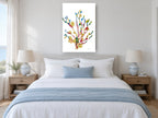 Ink Coral Branches coastal canvas print on the wall of a coastal bedroom