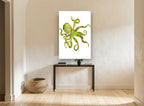 Lime Octopus Drift coastal canvas print on the wall of a hallway