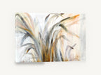Windswept Grass Study, abstract grass blades grey and gold, floral canvas wall art print ready to hang