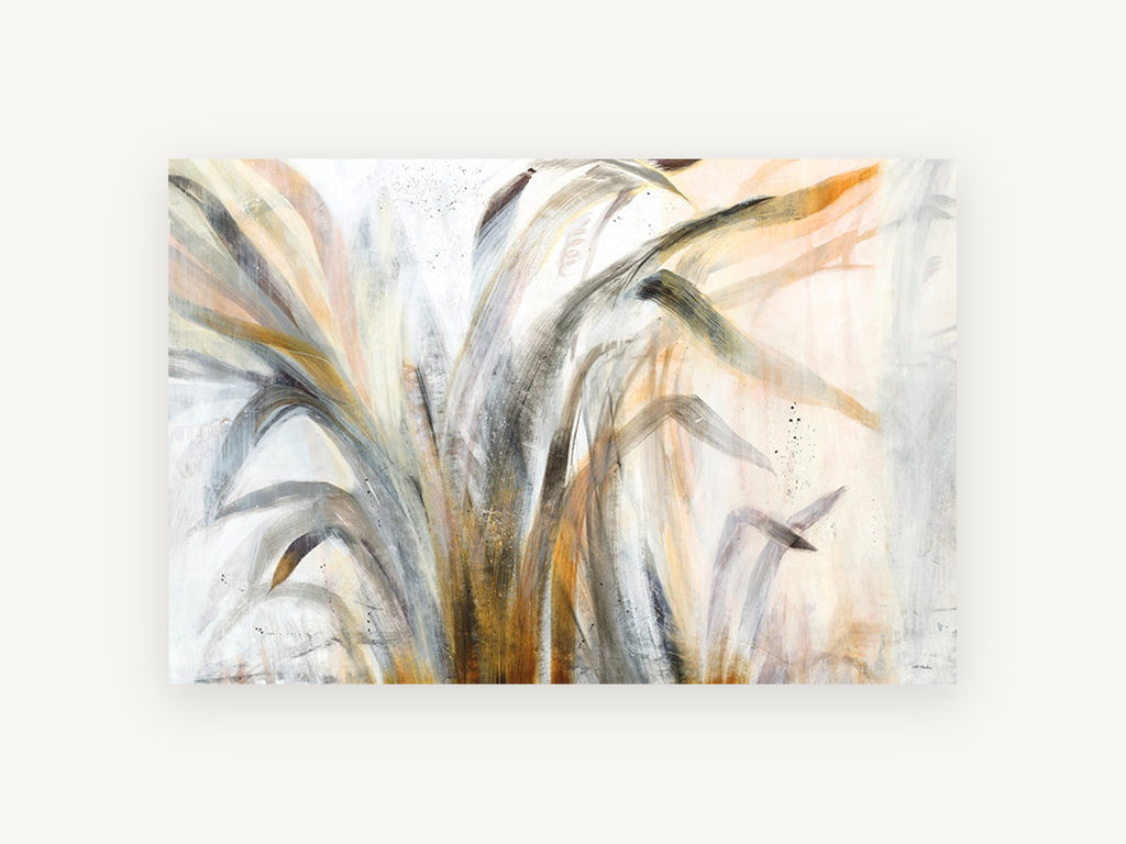 Windswept Grass Study, floral canvas wall art print, front view