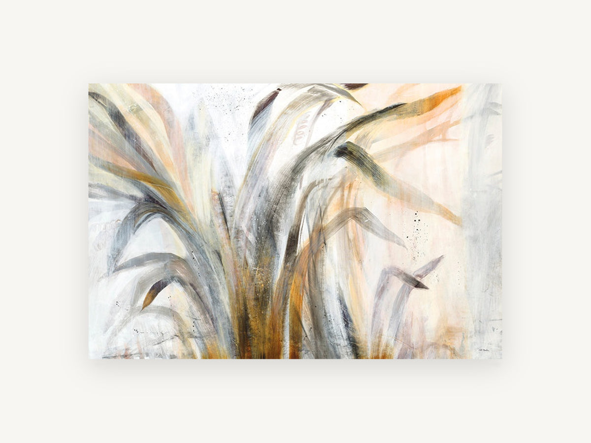 Windswept Grass Study, floral canvas wall art print, front view