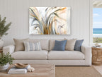 Windswept Grass Study floral canvas print on the wall of a beach house living room
