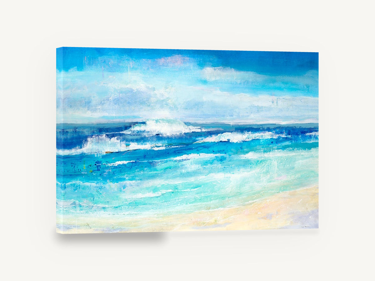Turquoise Shore Break, turquoise ocean waves seascape artwork, coastal canvas wall art print ready to hang