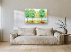 Spring Grove Light landscape canvas print on the wall of a living room