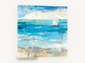 Sail Beyond the Shallows, abstract sailboat seascape painting style, coastal canvas wall art print ready to hang
