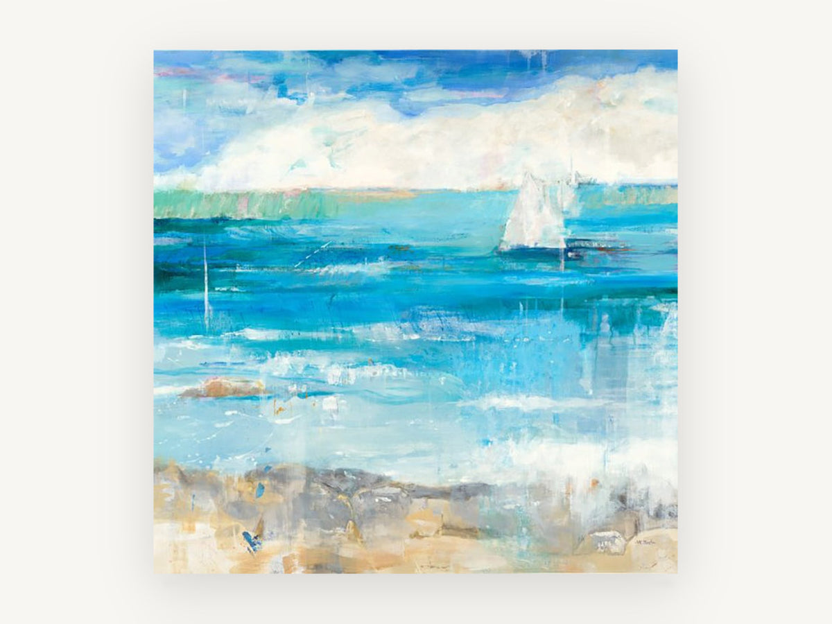 Sail Beyond the Shallows, coastal canvas wall art print, front view