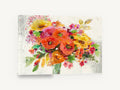 Bright Bouquet Burst, orange poppy bouquet floral painting, floral canvas wall art print ready to hang