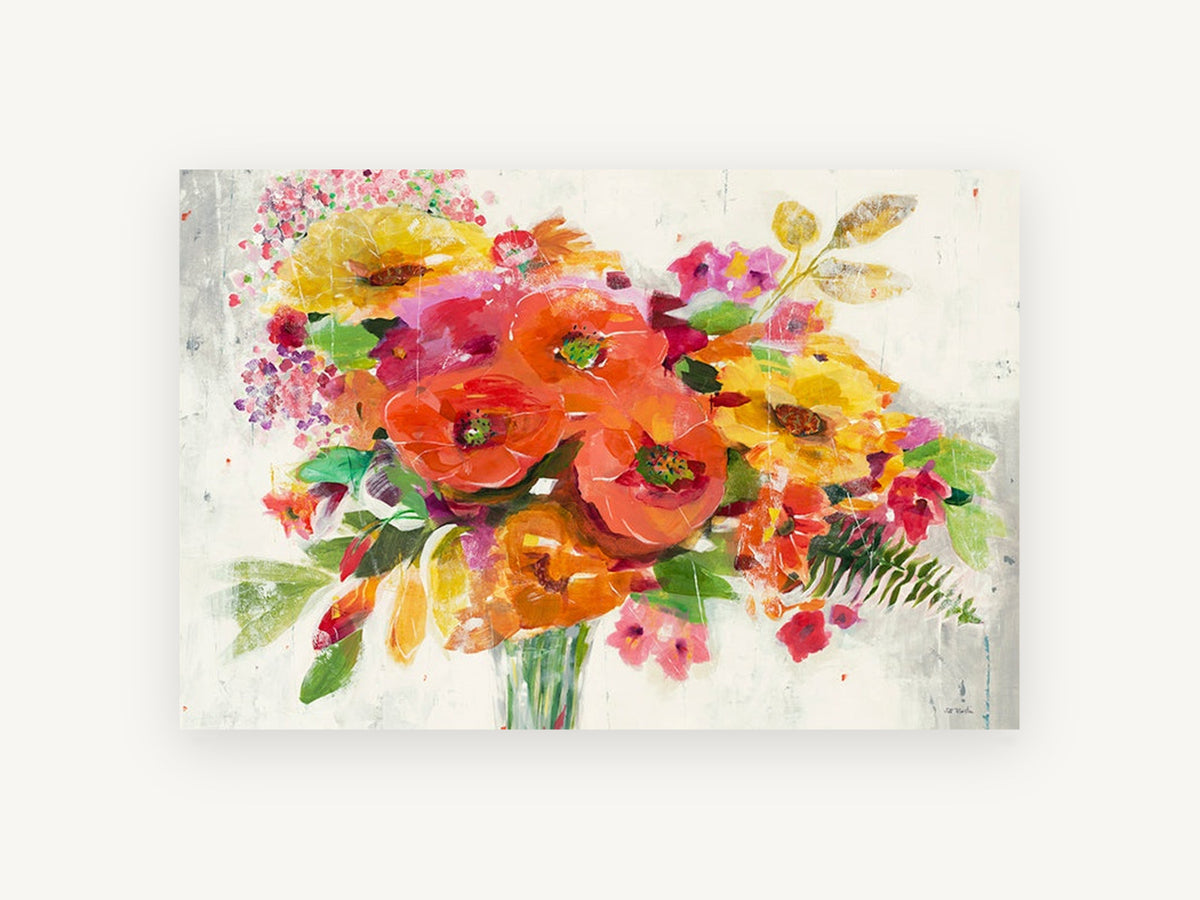 Bright Bouquet Burst, floral canvas wall art print, front view