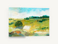 Green Hills Clearing, rolling green hills landscape painting, landscape canvas wall art print ready to hang