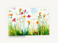 Meadow Bloom Chorus, wildflower meadow watercolour floral painting, floral canvas wall art print ready to hang