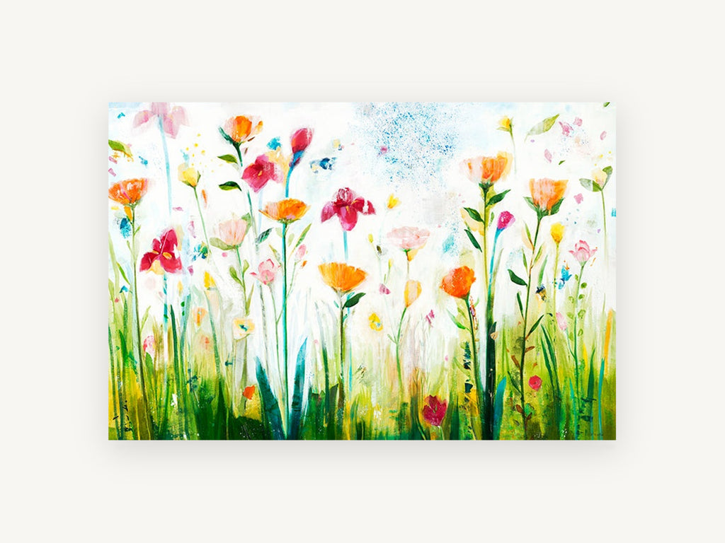 Meadow Bloom Chorus, floral canvas wall art print, front view